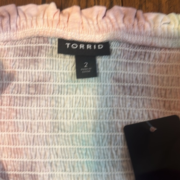 New Torrid Babydoll Knit Smocked Off Shoulder Bell Sleeve Top Size 2X - Picture 4 of 5